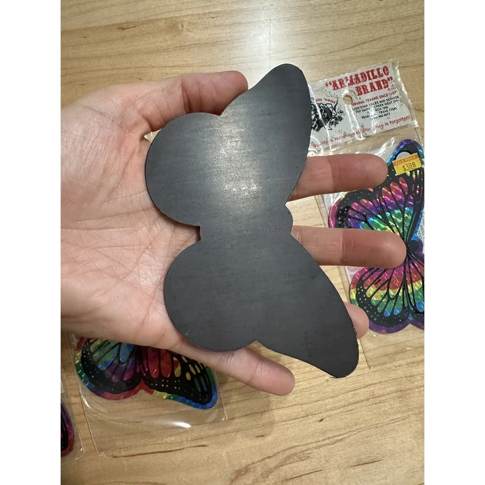 Vintage Lot Of 4 Butterfly prismatic Holo Magnet Multicolored Nos XL